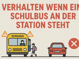 Wenn ein Schulbus an der Haltestelle steht