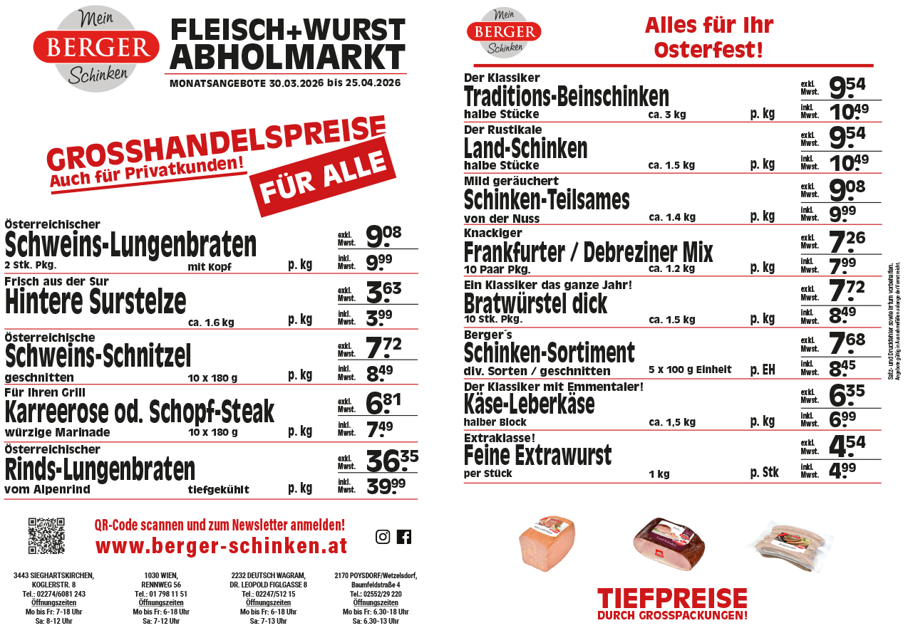 Fleischwaren Berger – Monatsangebote